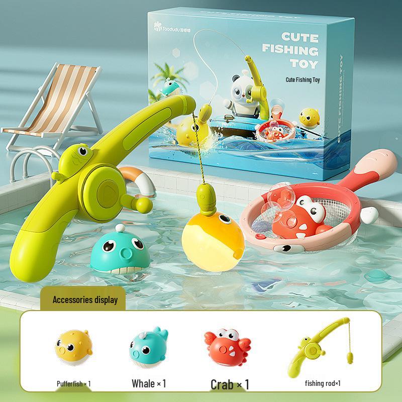 Light-Up Educational Baby Bath Fishing Toy Set with Animal Magnets