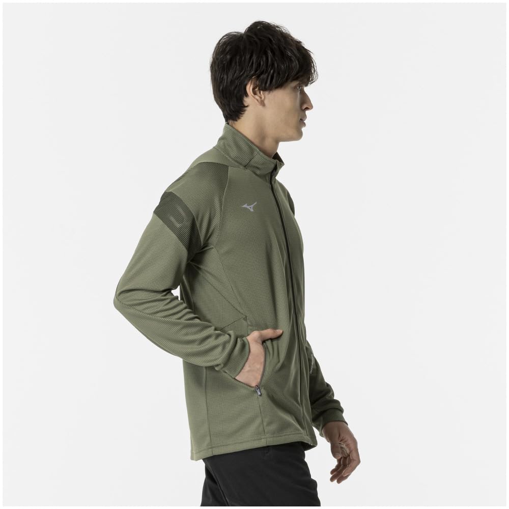 Mizuno Dry Aeroflow Training Highly Dark Size L Jacket, Sweat-Wicking, Quick-Drying, Breathable, Khaki, (32MCB556)