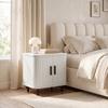Nightstand with Sliding Doors and Metal Legs White Wood Effect