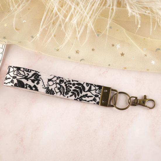 Nyckelring Hänge Rutigt Tryck Faux Läder Handledsrem Nyckelring Armband med Snabbfäste Fjäderring Kvinnor Nyckelhållare