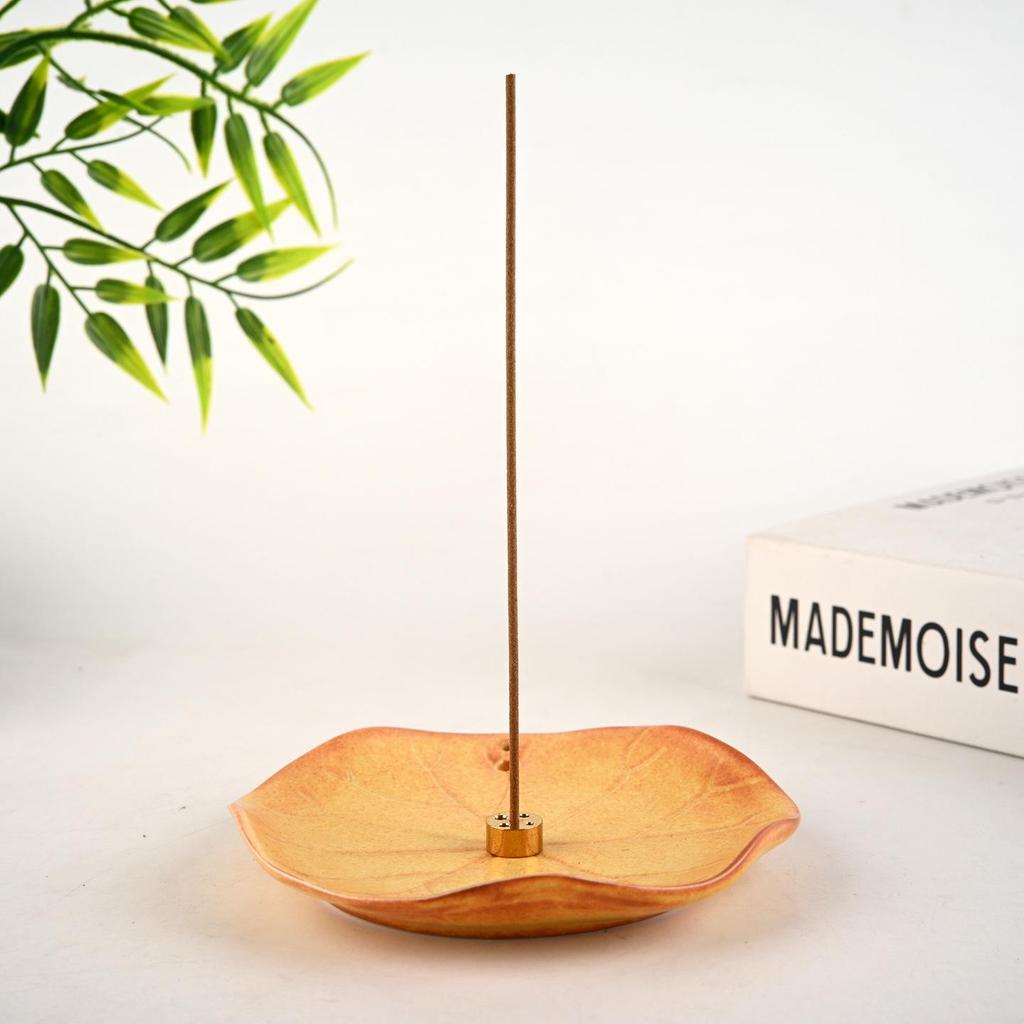 Modern Ceramic Lotus Leaf Incense Holder & Burner for Sandalwood and Agarwood Sticks