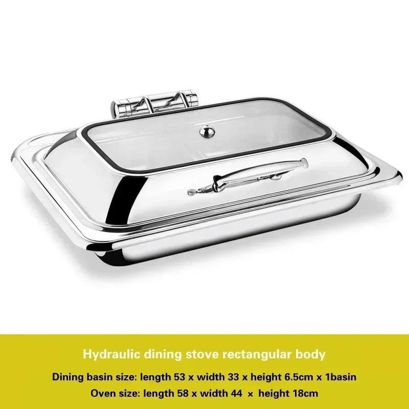 Electric heating insulation furnace Hotel breakfast stove Square Buffet Furnace tableware Stainless steel hydraulic buffet stove