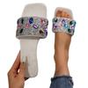 Simple, Fashionable and Comfortable Slippers for Women's Versatile Wear 2025 Summer New Fashionable Rhinestone Gorgeous Flat-bottomed Cool Slippers