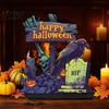 Ghost And Witch Room Decorations Halloween Wooden Table Centerpiece, Decorative Sign Ornaments, 3D Layered Gnome Pumpkin Skeleton Handmade Wood