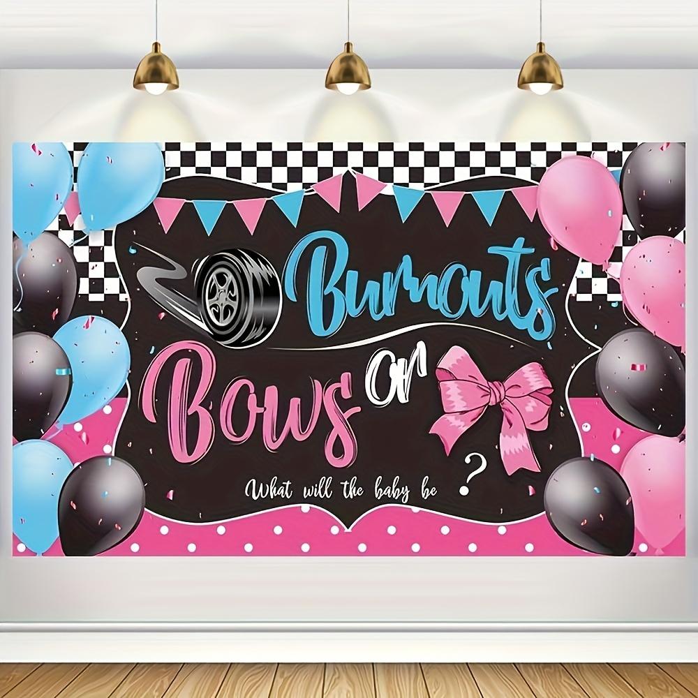 Burnouts or Bows Gender Reveal Decoration Bows or Burnouts Gender Reveal Party Supplies Shower Banner 150x100cm