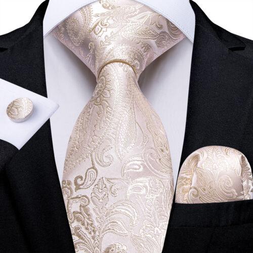Dibangu Mens Silk Necktie Set Striped Paisley Solid Tie Pocket Square Cufflinks