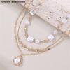 Geometric Artificial Pearl Pendant Necklace For Women With Multilayer Chain Summer Style
