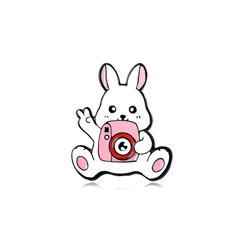 

Cute little white rabbit shape badge jewelry, creative cartoon rabbit series shape, paint alloy accessories brooch