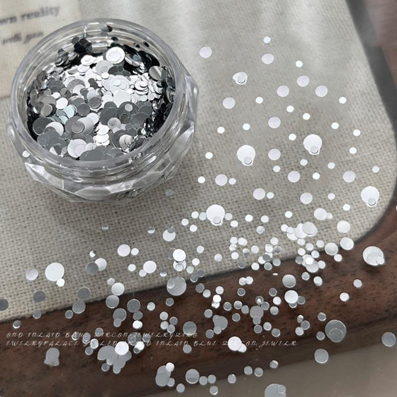 1 Box 3D Mini Round Heart Star Nail Art Charms Sequin Nail Art Flake Silvery Shiny Charms Accessories