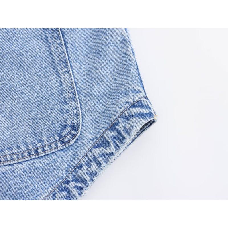 Damen Jeanshemdjacke mit Kragen und Taschen - 2026 Vielseitiger Stil
