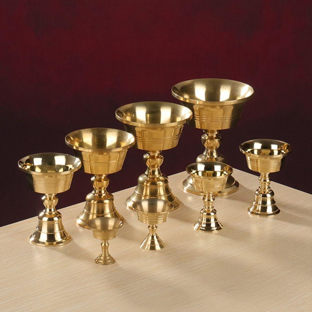 Universal Copper Butter Lamp Holder Golden Multi-Size Candle Holders Candle Cup Festival Ornament