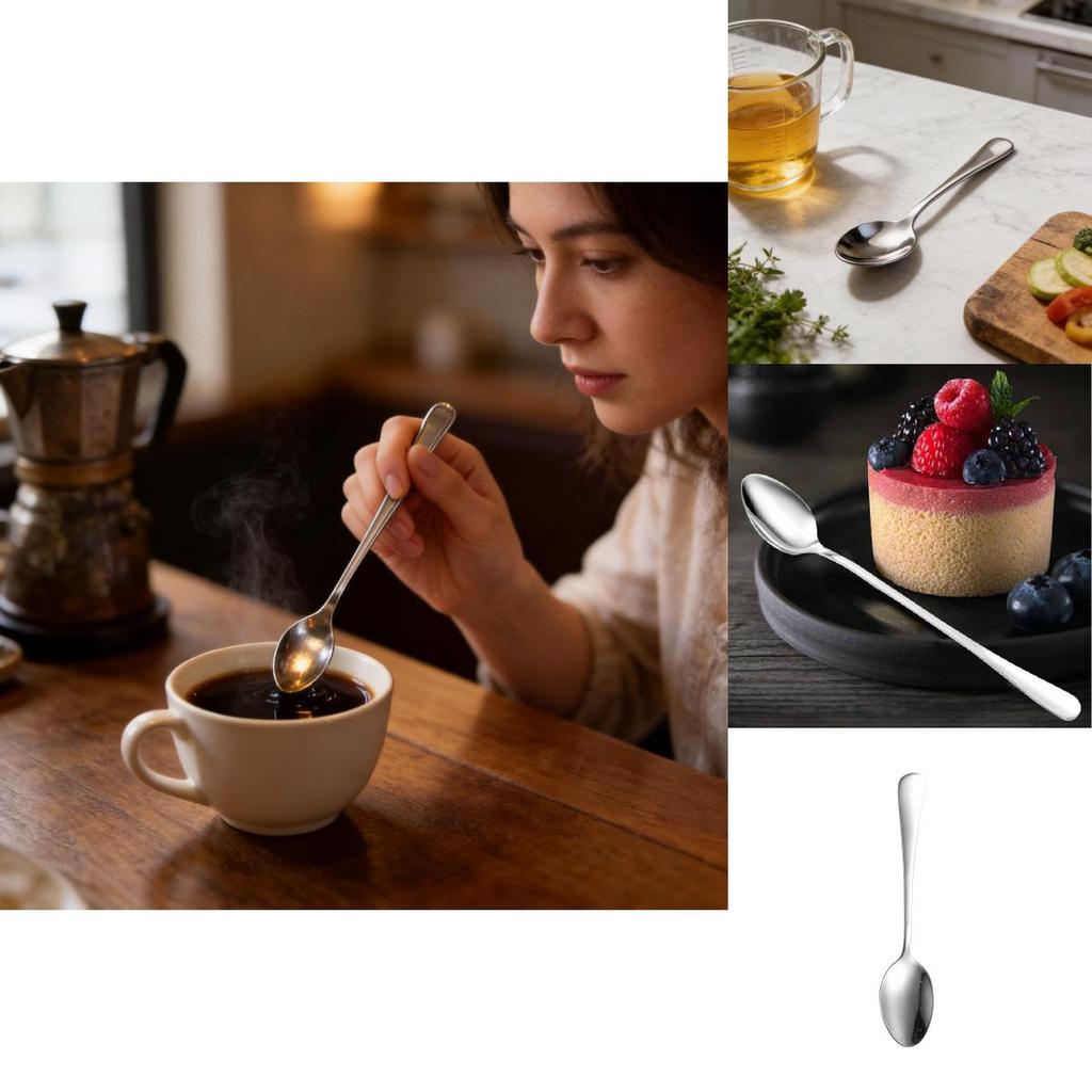 Stainless Steel Soup Spoon With Long Handle For Coffee And Dessert Ideal For Home Kitchen