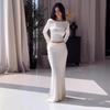 2024 Autumn European & American Solid Color Round Neck Crop Top Sexy Bodycon Two-Piece Set