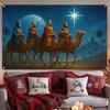 Three Kings Banner 71x43 Inch Three Wise Men Nativity Scene Holiday Backdrop Star of Bethlehem Religious Background for Indoor Outdoor Xmas Party