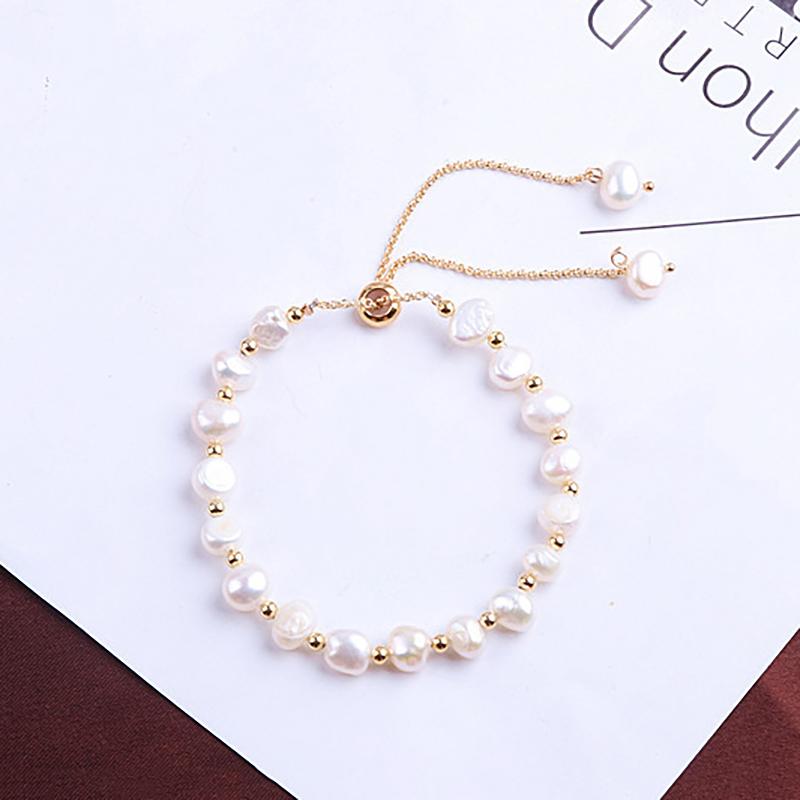 Gold Color Beads Pearls Mixed Adjustable Chain Bracelet Elegant Exquisite Bangles For Women  Jewelry Gift