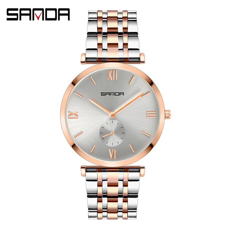 Sanda Summer Steel Band Couple Watches - Trendy Waterproof Wristwatches for Men and Women
