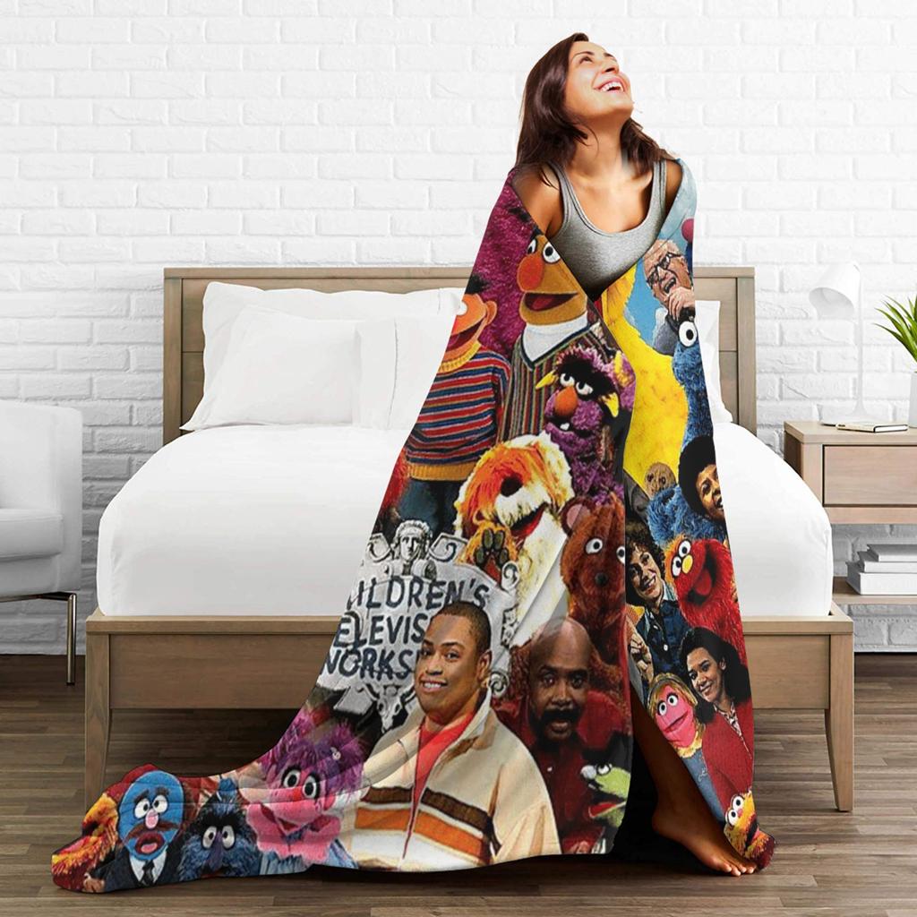 Sesames Streets Plush Blankets Kids  Flannel Throw Blanket For Couch Bed Warm Soft Custom Quality Bedspread Gift Idea