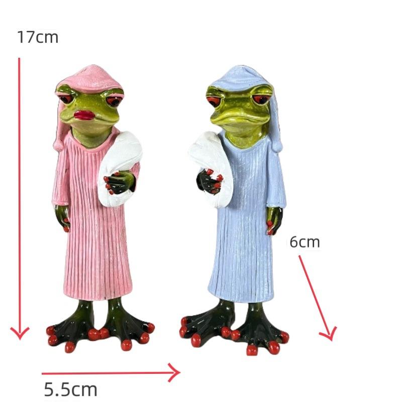 Couple Frog Statue Creative Frog Painter Fashionable Outdoor Vacation Frog Resin Sculpture Home Interior Desktop Decoration