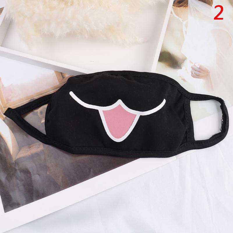 Black Unisex Cartoon Cat Funny Expression Face Mask Cotton Breathable Mouth Mask Anti-dust Pollution Masks For Woman Man