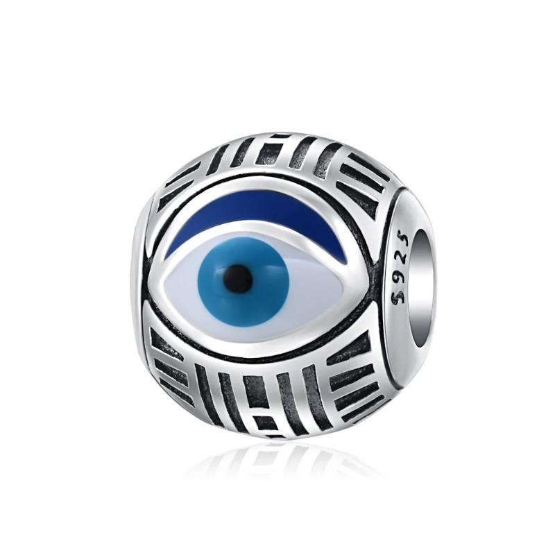 925 Silver Eye of Greece Devil Pendant Charm Bead for DIY Women Jewelry Bracelet Necklace