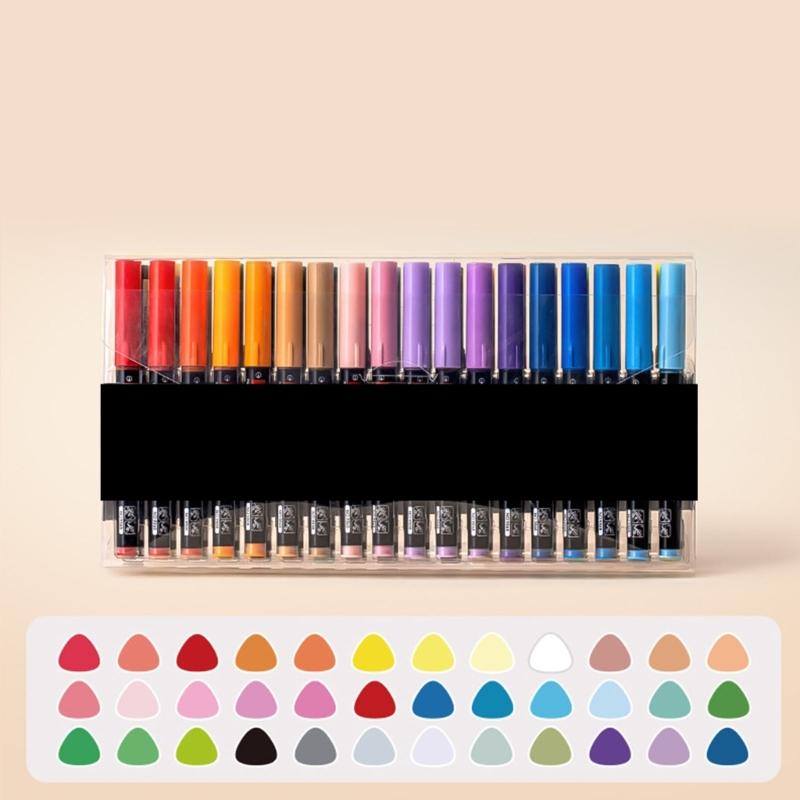 Liquid Acrylic Marker 12/24/36/48 Color Acrylic Paint Pen Brush Tip for Painting on Paper Wood Glass Fabric Metal Stone