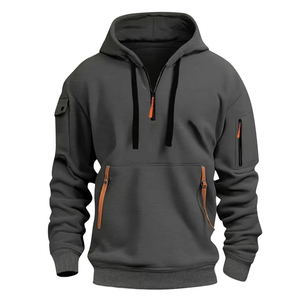Men's Color Half-Zip Hoodie Men's Sports Plus Size Casual Sweatshirt