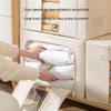 Tianshan Cotton and Linen Foldable Storage Box with Steel Frame & Washable PP Bottom for Clothes & Quilts