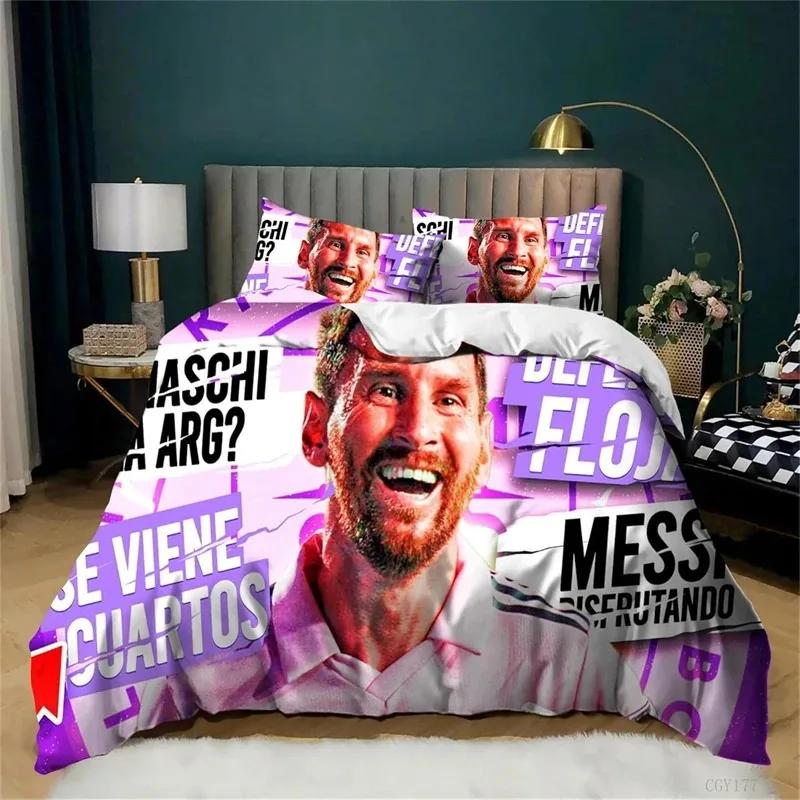 3D Football Star No.10 Bedding Set Teen Boys 3 Pieces Soccer Star Duvet Cover Set Soft And Breathable Comforter Cover Zipper