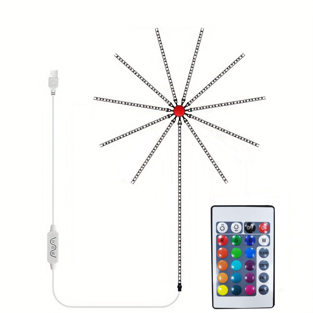 

Светодиодная лента с дистанционным управлением, фейерверк, светодиодные огни, праздничный свет, RGB 5050, синхронизация музыки, телевизор, настенное украшение для гостиной, рождественские украшения