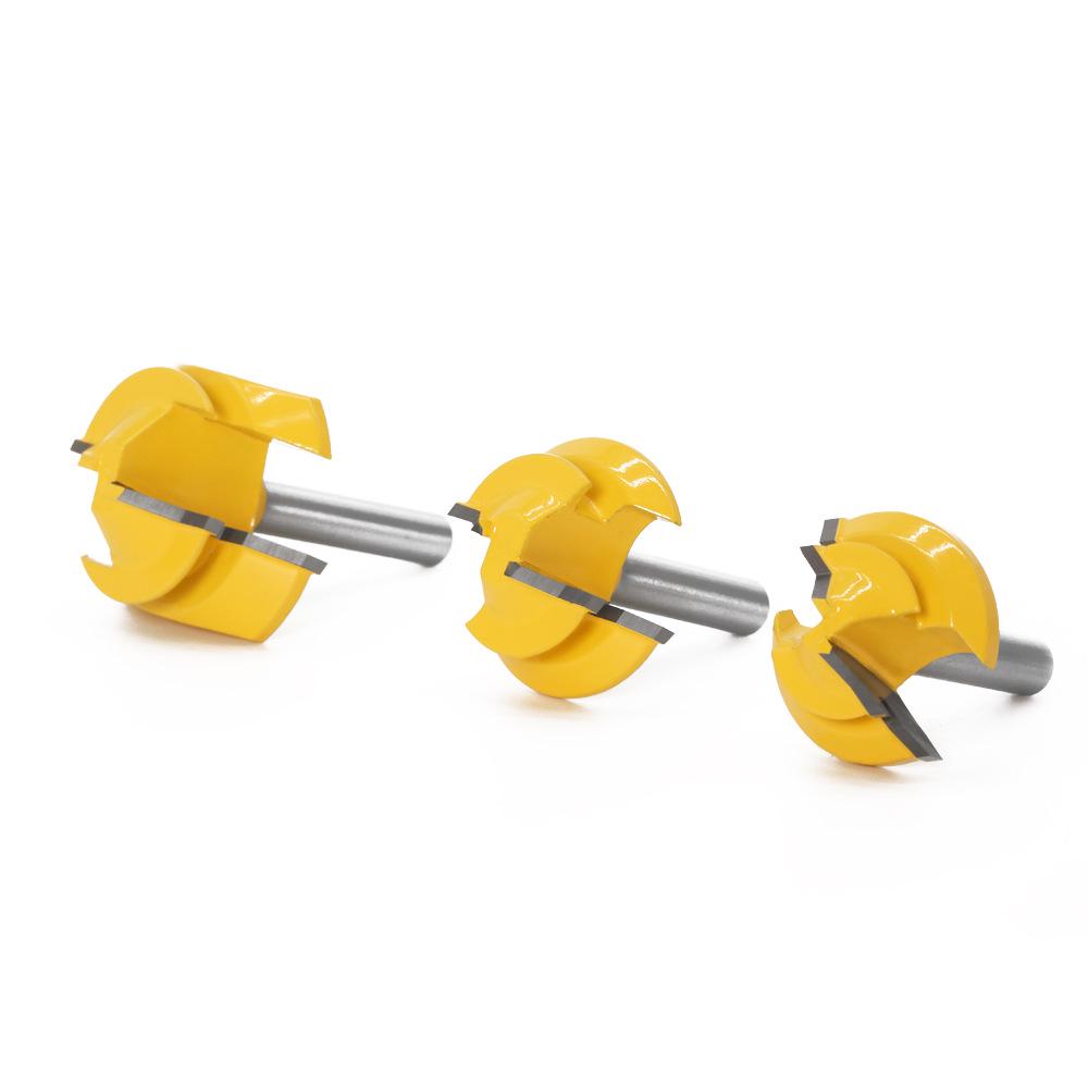 3-Piece 8-Tooth 45° Tenon Joint Panel & Splicing Cutter Router Bit Set