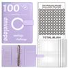100 Envelope Savings Challenge Binder - Purple Budget Organizer with Tracker Sheet, Money Saving Journal for Financial Goals