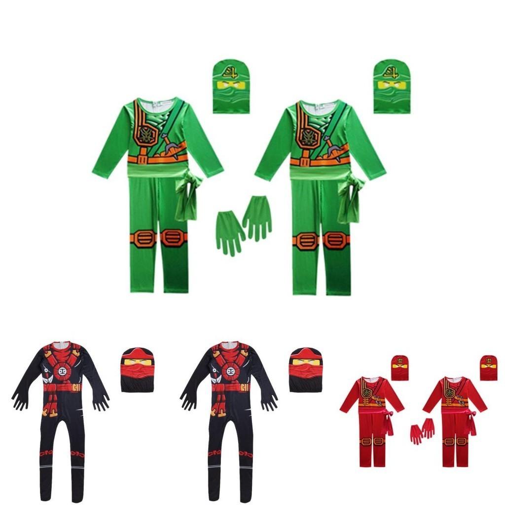 Cool Ninjago Inspired Kids Cosplay Party Clothes Set With Glove Hat And Jumpsuit