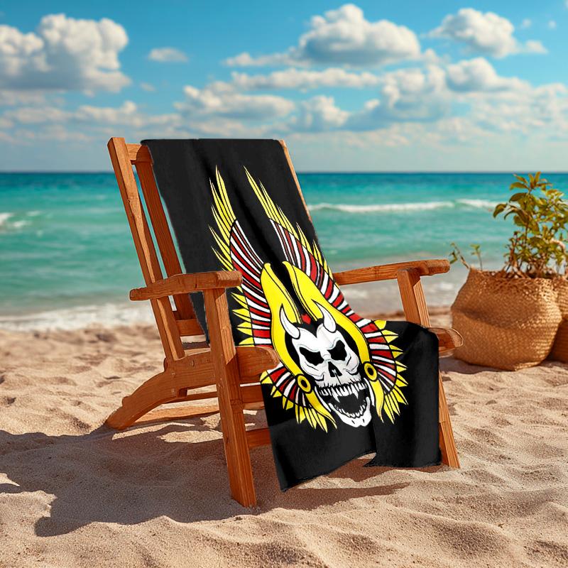 Gang Motorcycle Enthusiasts Hells Angels Motorcycle Club Beach Towel Outdoor Camping Vacation Swimming Beach Towel Outdoor Absorbent Bath Towel Y2