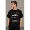 Men's Black Cotton Crew Neck T-shirt with Retro Movie Car Graphic Print, Short Sleeve Casual Fit Tee for Fans of Classic Sci-fi and Horror Films