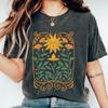 Retro Comfort Wildflowers T-shirt, Boho Floral Women Shirt, Inspirational Mom Sweatshirt, Mystical Girl Gift, Art Nouveau Crewneck