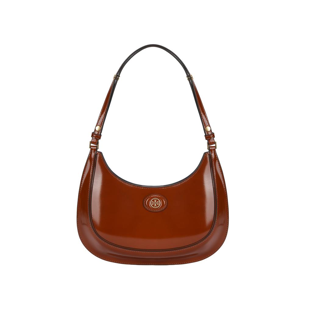 Tory Burch Robinson Magnetic Closure Leather Underarm Bag Crescent Tote Shoulder Bag Women Bags Brown 154729-223