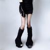 Harajuku Women Autumn Vintage Flared Leg Warmers Socks Gothic Punk Letters Label Ribbed Knitted Foot Covers Streetwear