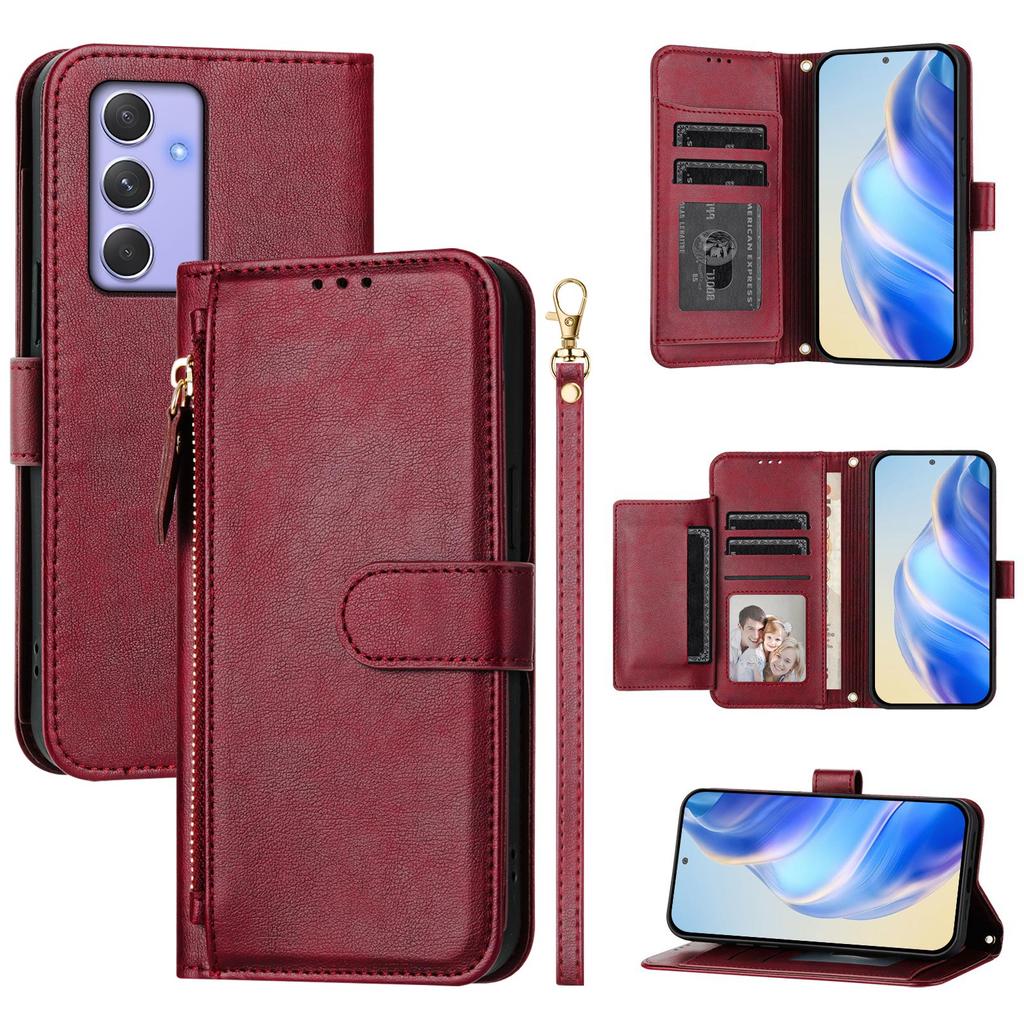 For Samsung Galaxy A54 5G Case Zipper Pocket Multiple Card Slots Leather Phone Cover