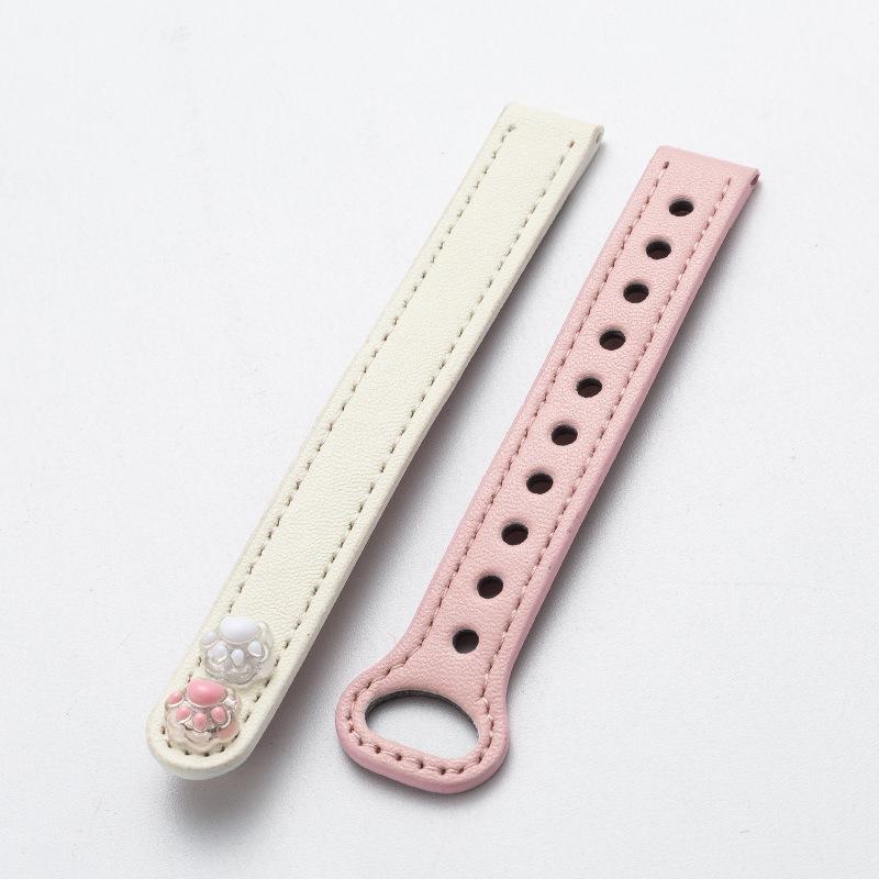 

Xiaomi Cat Paw Double Stud Leather Strap for Apple/Huawei Watches - Women s Multi-Color Options For Other 14mm Straps [No Connector] рожевий/білий