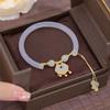 New Chinese Retro Versatile Safe Lock Hand Female High-end Temperament Versatile Jade Rabbit Fu Imitation Jade Bracelet Bracelet
