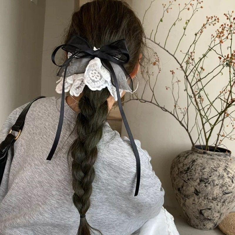 Französisch-Stil Weiße Blume Spitze Pferdeschwanz Haarnadel Für Damen Mädchen Süße Haar-Klammern Kopfschmuck Mode Vielseitige Haar-Accessoires