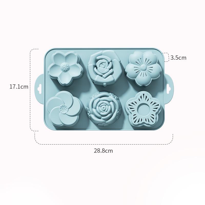 Silikon-Kuchenform 3D, Lebensmittelqualität, 6-fache Haushalts-Backform