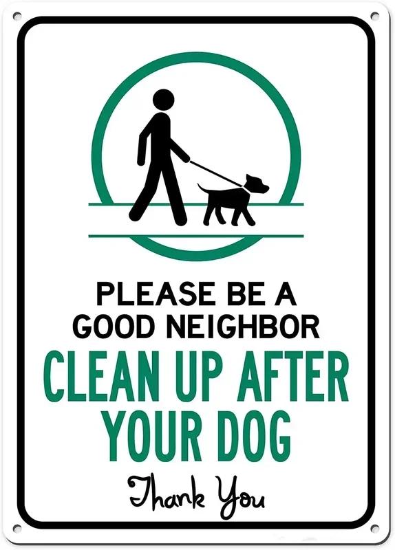 Veuillez Faire Attention À La Plaque Métallique Panneau Pas de Crotte de Chien Panneau Extérieur Veuillez Nettoyer Panneau d'Avertissement Crotte de Chien 8x12 Pouces