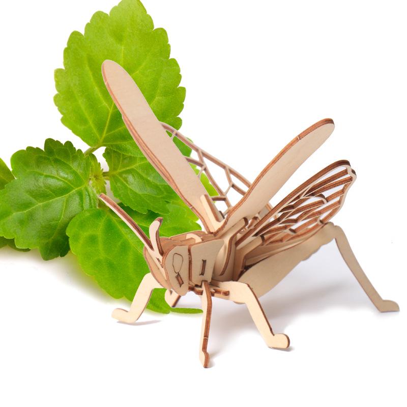 Children's DIY Wooden Toys Wooden Model Puzzle Three-dimensional Puzzle Hand-assembled Coloring Insect Model Building Blocks
