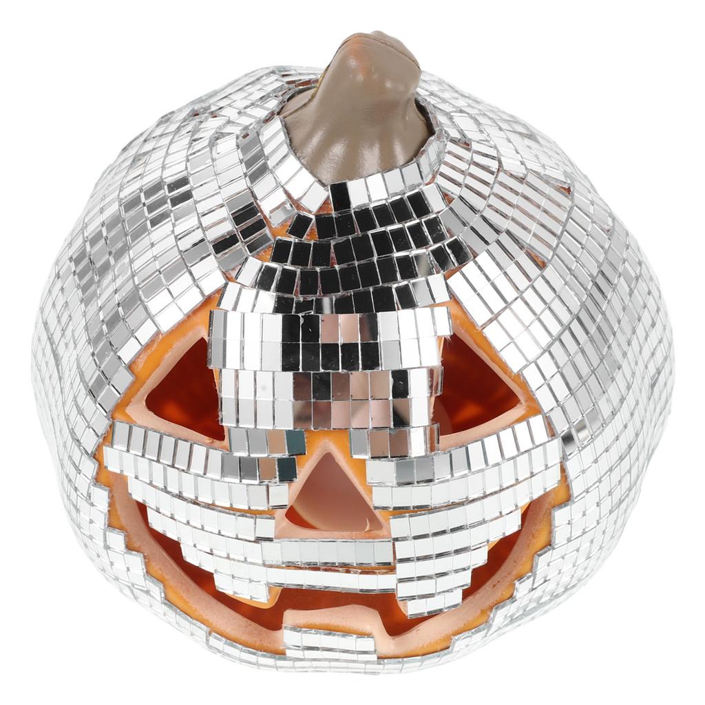 Hollow Light Up Pumpkin Lantern Mosaic Mirror Tiles Silver Glass Halloween Decoration LED Disco Pumpkin Lamp Indoor Outdoor