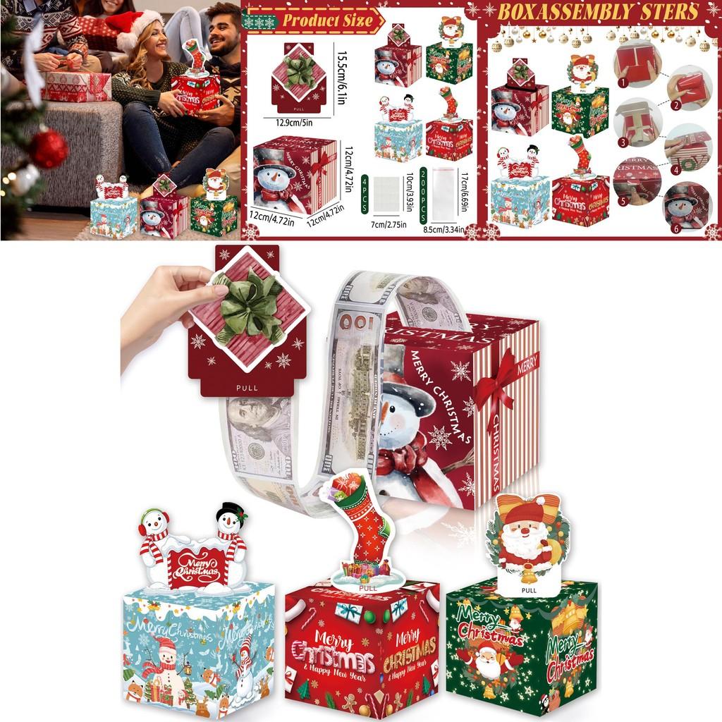 Christmas Themed Pattern Paper Box Set Holiday Decoration Props For Holiday Celebrations