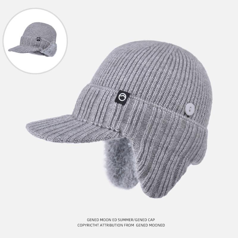 

Зимняя сумка для защиты ушей шляпа мужская защита от холода и тепла вязаная бейсболка с козырьком, уличная шапка из плюшевой шерсти