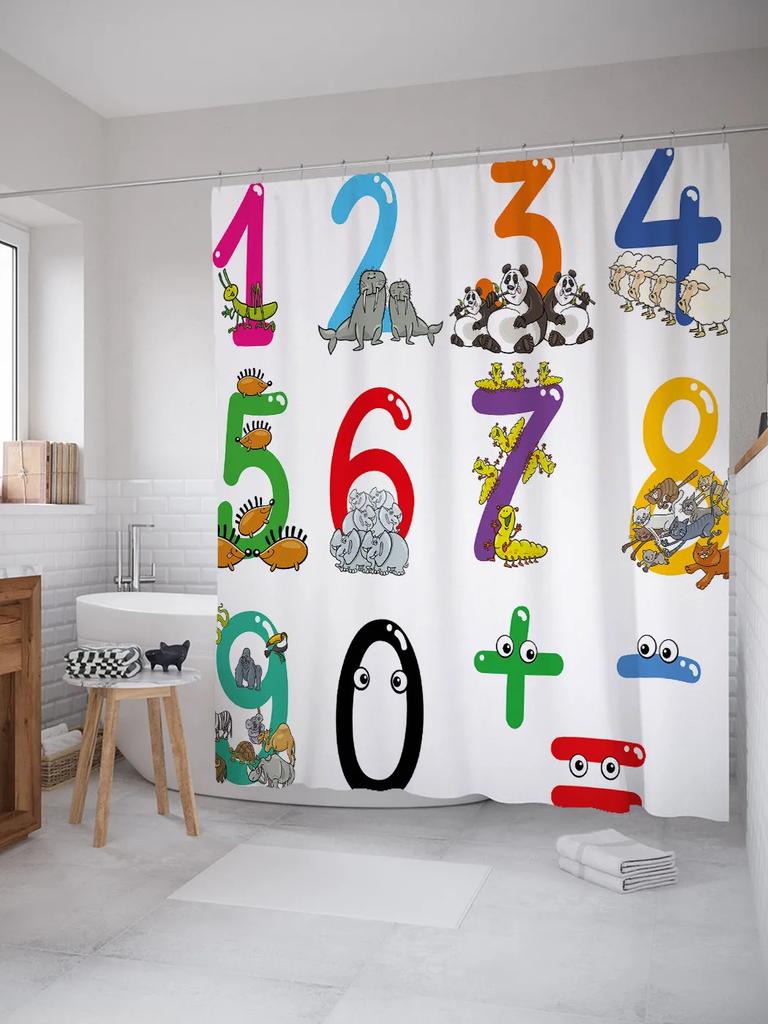 Creative Element Periodic Table Shower Curtain Modern Style Chemical Digital Pattern Bathroom Supplies Cloth Curtains Decoration