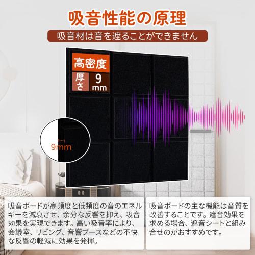 Yoillione Sound-Absorbing Material, Black, 20 Sheets, Self-Adhesive, Lightweight, Hard, Sound-Absorbing Felt Boards for Walls, Soundproofing, Improves