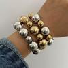 3Pcs/Set Plastics Beads Beads Chain Bracelets Silver Color Gold Color Big Ball Bangles Hand Jewelry Elastic Rope